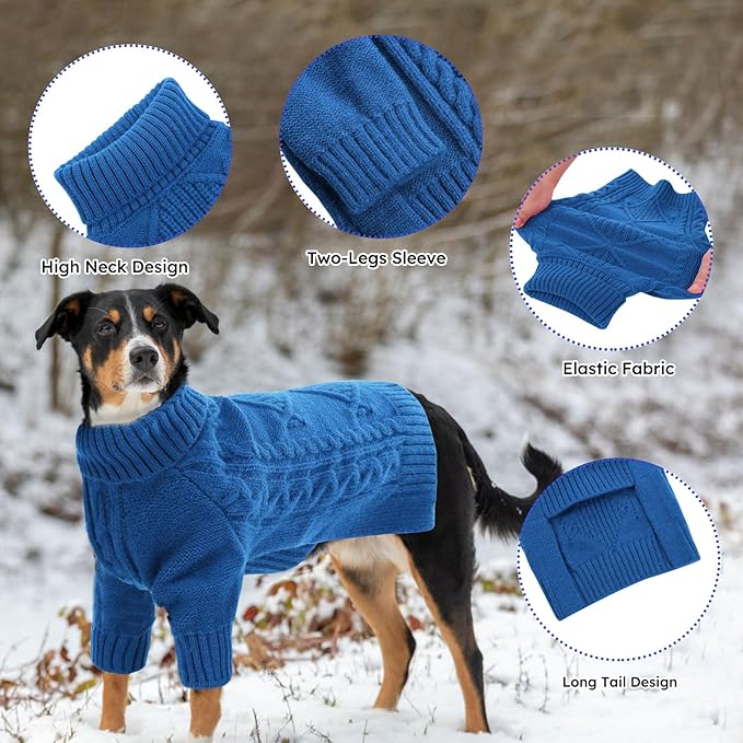 ASENKU Knitted Dog Sweater, Pullover Big Thermal Dog Winter Sweater, Turtleneck Doggy Sweaters for Large Medium Dogs Boy Girl,Warm Pet Sweatshirt for German Shepherd,Great Dane,4XL