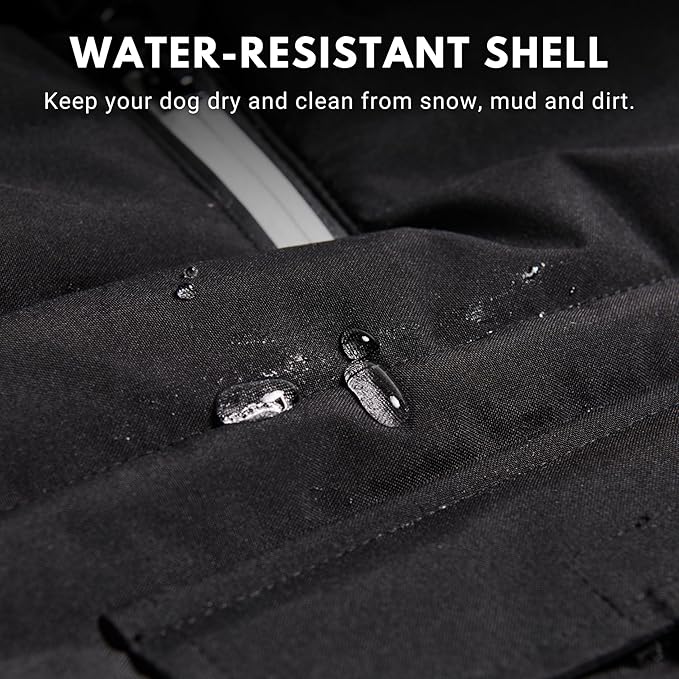 Spark Paws Dog Winter Jacket, Water-Resistant Coat, Warm Reflective Windproof Fleece-Interior, for Medium and Large Dogs - Black - S