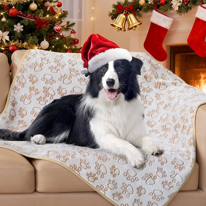 Stuffed Beige Premium Soft Dog Blankets for Large Dogs, Calming Indoor Cat Blanket Washable for Bed Couch Protection, Dog Essentials 42 * 65 inches