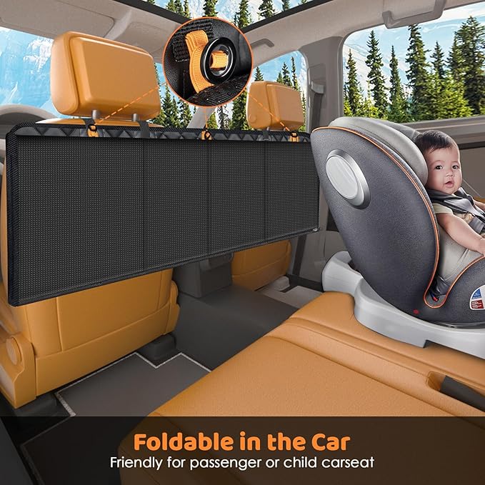 URPOWER Back Seat Extender for Dogs - Hard Bottom Dog Car Seat Cover with 1PC Leak-Proof Pee Pad, Foldable Dog Hammock for Car, SUV, and Truck, Pet Rear Seat Protector Dogs Travel Bed with Mesh Window