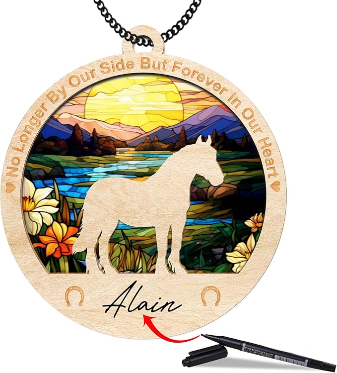 PO236 Horse Memorial Ornaments - Christmas Xmas Tree Ornament Window Hanging Car Sympathy Gift for Loss Bereavement Keepsake Remembrance Gifts for Horse Lovers Holiday Decoration