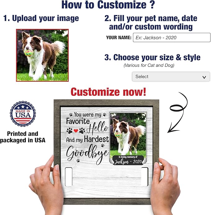 Bfi Gift Personalized Dogs Picture Frame Collar Keepsake Memorial Pet Frames Bereavement Gifts Wood Frame Deceased Dogs Gifts Grieving Pet Passing Away Picture Upload Meaningful Birthday Idea