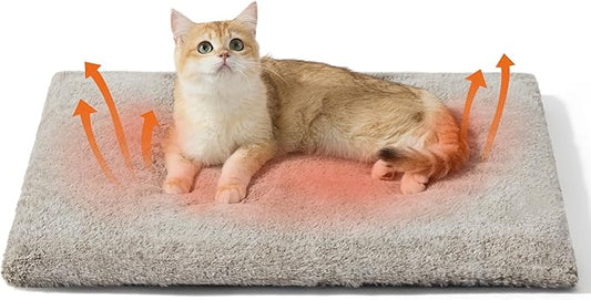 Bedsure Self Warming Cat Bed, Extra Warm Self Heating Pad for Cats & Dogs, Anti-Slip Small Thermal Pet Mat Indoor with Removable Washable Cover, 24" x 18", Brown