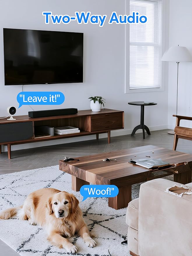 Security Camera Indoor 2K 3MP, Pet & Baby Monitor WiFi Camera with Motion & Sound Detection, Real-Time Alert, Two-Way Audio, Works with Alexa & Google Assistant, Supports 256G SD&Cloud, 2.4GHz