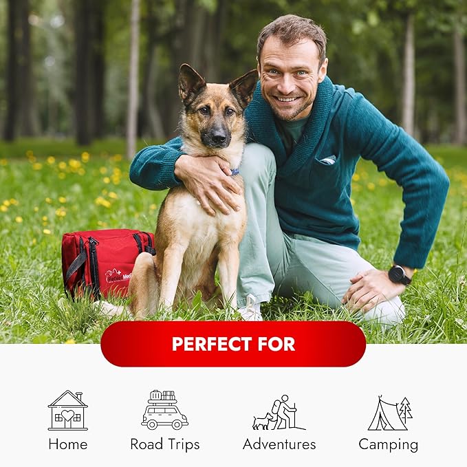 Pet Vet Medic Cat & Dog First Aid Kit - Dog Emergency Kit, Dog Health Supplies & Dog Wound Care -with Dog Thermometer, Dog Bandages for Wounds - Dog Essentials, Dog Supplies, Dog Travel Bag (Large)