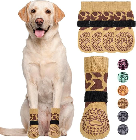 KOOLTAIL Dog Socks for Hot/Cold Pavement to Prevent Licking Paws,Dog Boots&Paw Protector for Hardwood Floors Anti Slip,Traction Control No Twist Grip Booties for Small Medium Large Senior Dogs SM