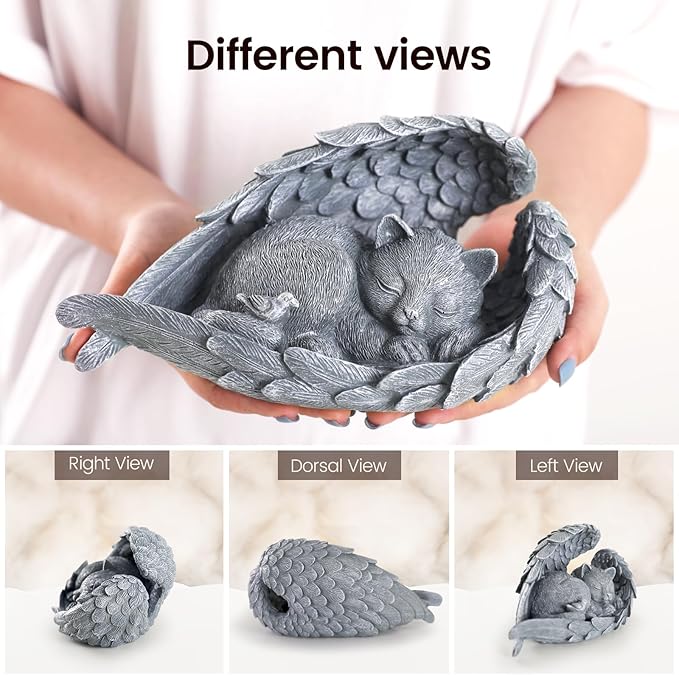 Cat Memorial Stone for Outdoor, Pet Memorial Stones for Cats with Personalized Engraving, Weather-Resistant Garden Stone for Backyard & Memorial Garden to Forever Loved Cats (Gray)