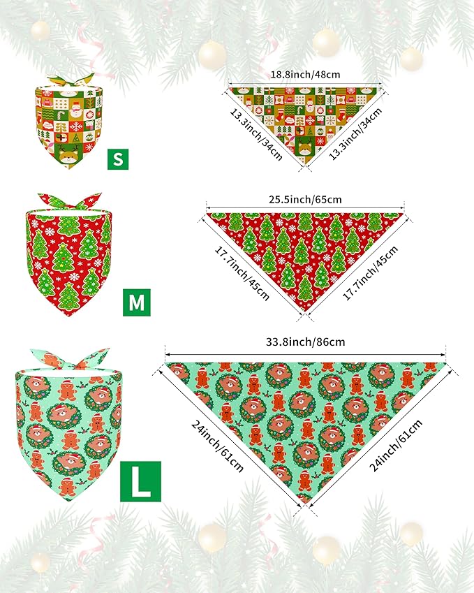 PET SHOW 100 Pack Christmas Dog Bandanas Bulk for Small Medium Dogs No Stitch Scarves Xmas Triangle Bibs Kerchief Set Pet Girl Boy Holiday Party Grooming Accessories, M