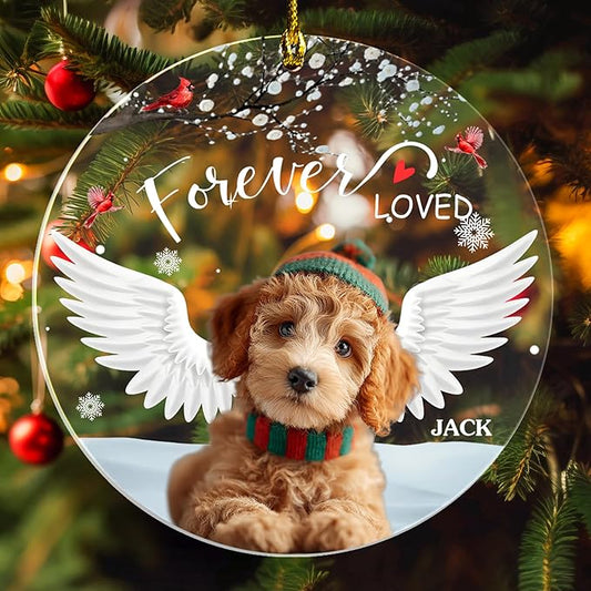 Pavo Picture Frame Dog Memorial Christmas Ornaments 2025, Personalized Pet Photo Ornaments, Acrylic Keepsake 4–6 Inches, Loss of Dog Sympathy Gift, Cat Memorial Gifts for Loss of Cat
