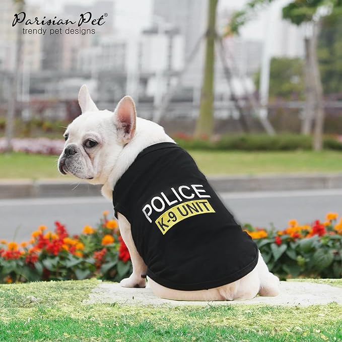 Parisian Pet Police K9 Dog Costume - Dog K9 Halloween Shirt - Pet Police Costume - Dogs Costumes for Halloween - Dogs Apparel & Accessories - Sleeved Pet Outfit - S