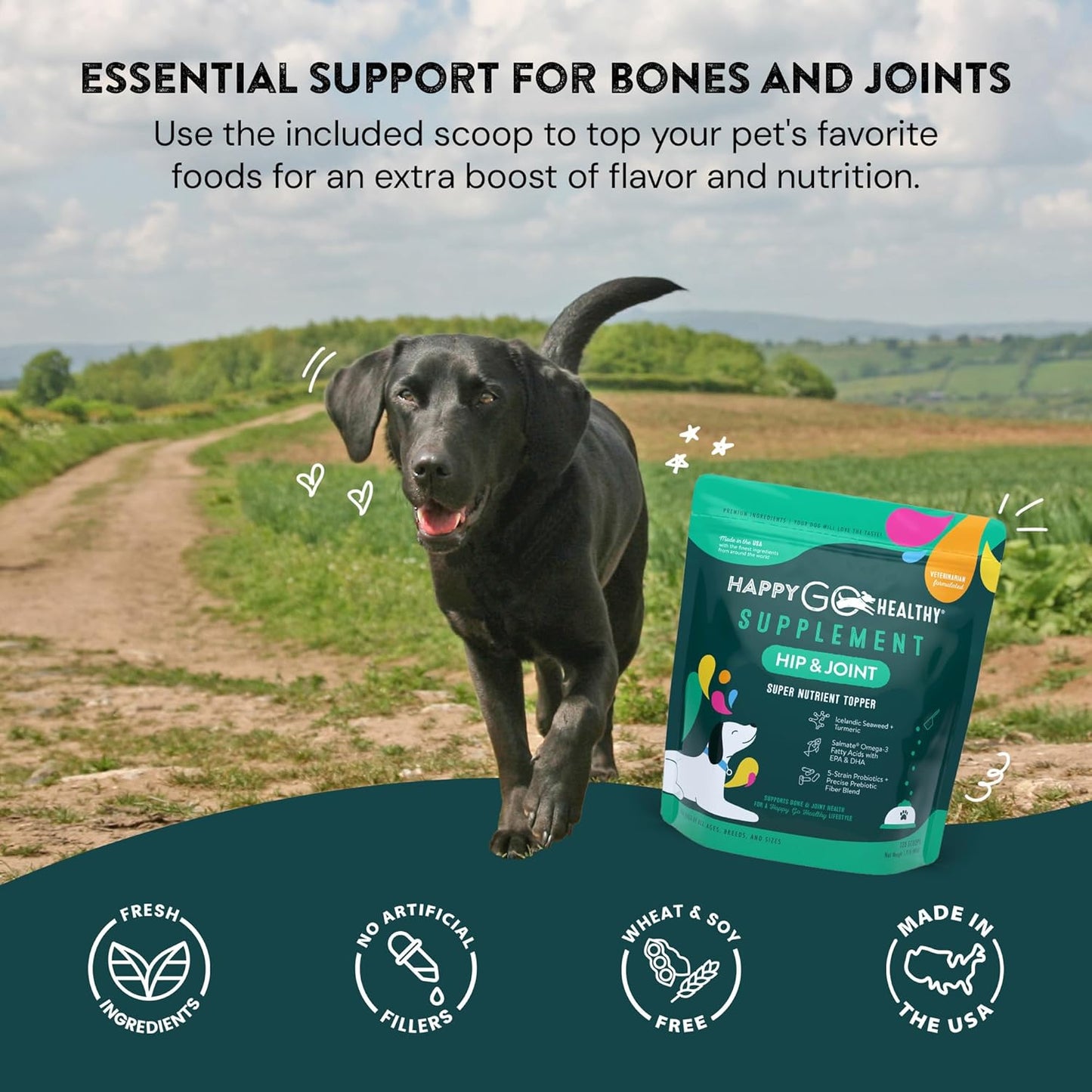 Hip & Joint Supplements for Dogs | Probiotic & Prebiotic Benefits with Wild Salmon Omega 3s to Help Your Dog Reach New Heights | All Breeds and Sizes | 120 Count
