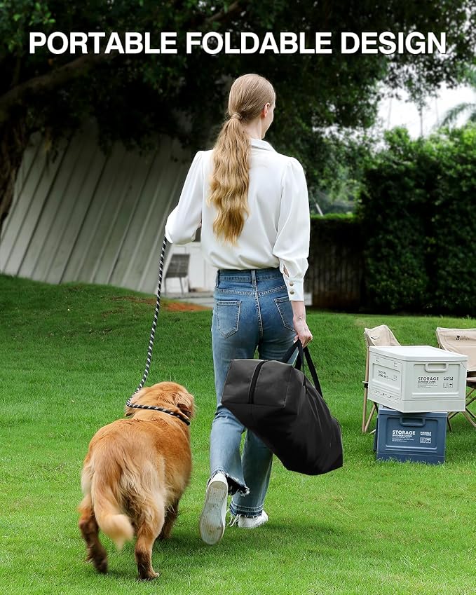 36 Inch Collapsible Travel Dog Crate for Medium Large Dogs, Portable Dog Crate 4-Door Foldable Soft Kennel with Durable Mesh Windows for Indoor & Outdoor Travel, with Storage Bag,Black