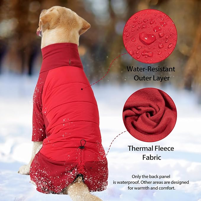 Dotoner Dog Sweater Warm Fleece Pullover Winter Sweatshirt with Turtleneck Leash Opening Waterproof Back Four Leg Cozy Clothes for Medium Large and Small Dogs
