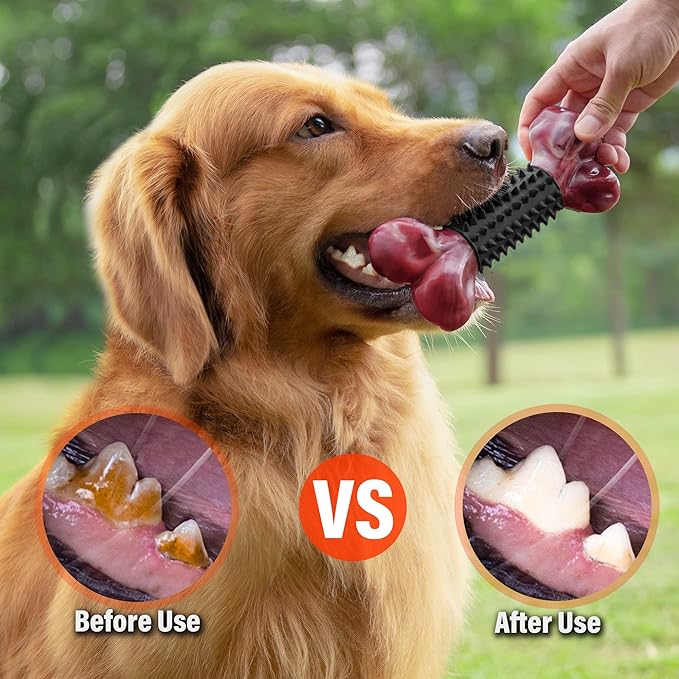 Apasiri Dog Toys for Aggressive Chewers with Bacon Flavor: 8" Indestructible Chew Bones for Large Breeds, Tough Nylon & Rubber Dog Toys Keep Them Busy, Interactive Play - 2-Pack