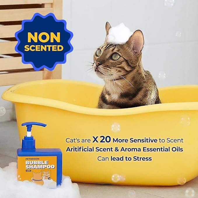 [PETHROOM] Premium Cat Silky Shampoo & Conditioning | Strengthen Skin Barrier, Hypoallergenic, Tear-Free, Fragrance-Free, Deep-Cleansing, Itch Relief, Moisturizing, Remove Odors