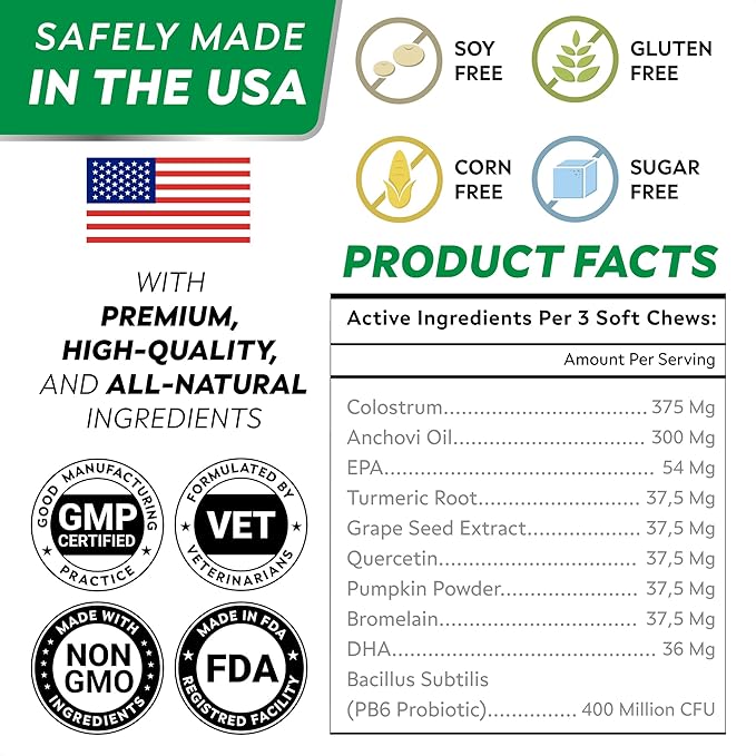 StrellaLab Dog Allergy Relief & Anti Itch Support Chews w/Omega 3: Real Ingredients, Real Taste! Skin & Coat Immune Supplement w/Fish Oil, Pumpkin & Enzymes — Developed by Experts - Made in USA -120Ct