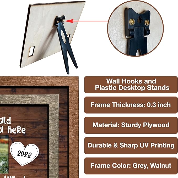 Personalized Dog Memorial Picture Frame - Collar Gifts with Pawprints & Pet Loss Remembrance Plaque in Loving Memory