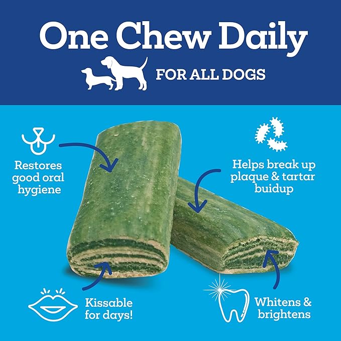 Brush Free Daily Dental Care Chews for Dogs | Cleans Teeth and Freshens Breath | 30 Count | B.E.S.T. Complex Provides Complete Oral Cleaning and Tartar Control