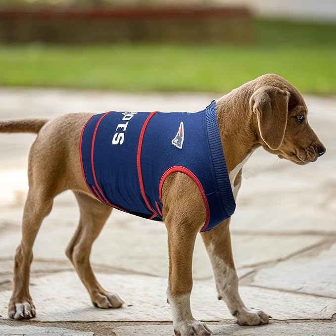 NFL New England Patriots Dog Anxiety Shirt Calming Soothing Solution Vest for Dogs Cats with Anxiety, Fears, Fireworks, Loud Noises, Dark, Lonely Keeps Dogs Calm Feeling Safe, Relaxing Jacket, Medium