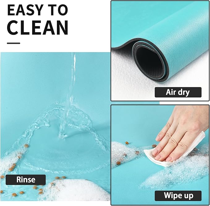 Pet Feeding Mat - Absorbent Dog Mat for Food and Water, No Stains Cat Bowl Mat, Easy to Clean Pet Placemats, Quick Dry Dog Water Dispenser Mat for Messy Drinkers | Paw Teal 18"x 28"
