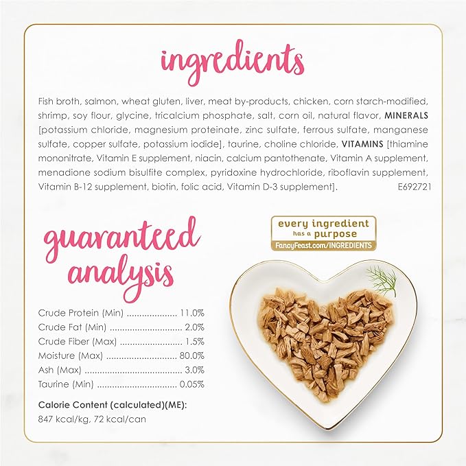 Purina Fancy Feast Grilled Wet Cat Food Salmon and Shrimp Feast in Wet Cat Food Gravy - (Pack of 24) 3 oz. Cans