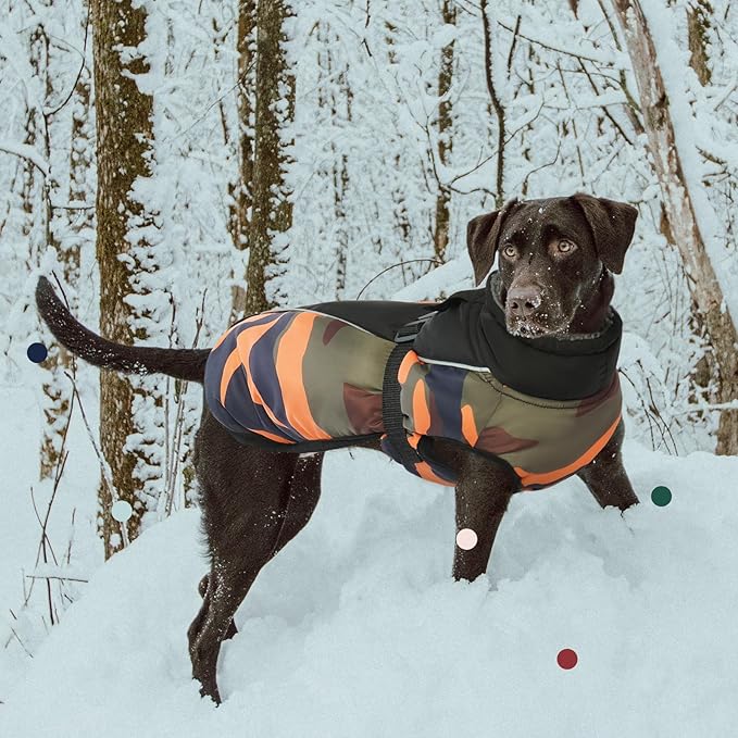 IECOii Extra Warm Reflective Adjustable Dog Jacket - Winter Coat with Buckle Fleece Turtleneck for Small, Medium, Extra Large Dogs