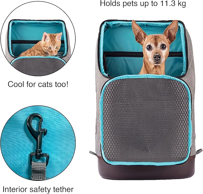 Kurgo Dog Carrier Backpack for Small Pets - Hands-Free Pet Travel Backpack - Armorsole Base - Convertible Backpack to Carrier - Rugged Pet Backpack - Heather Grey