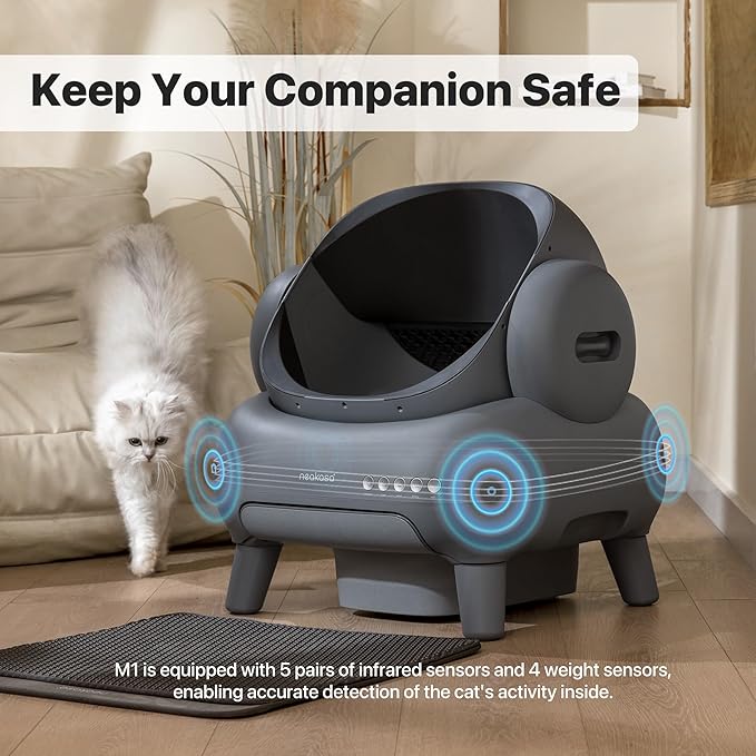 Neakasa M1 Bundle Open-Top Self-Cleaning Cat Litter Box with APP Control, Includes 4 Rolls (60pcs) Refill Waste Bags, 2 Extra Rolls Added