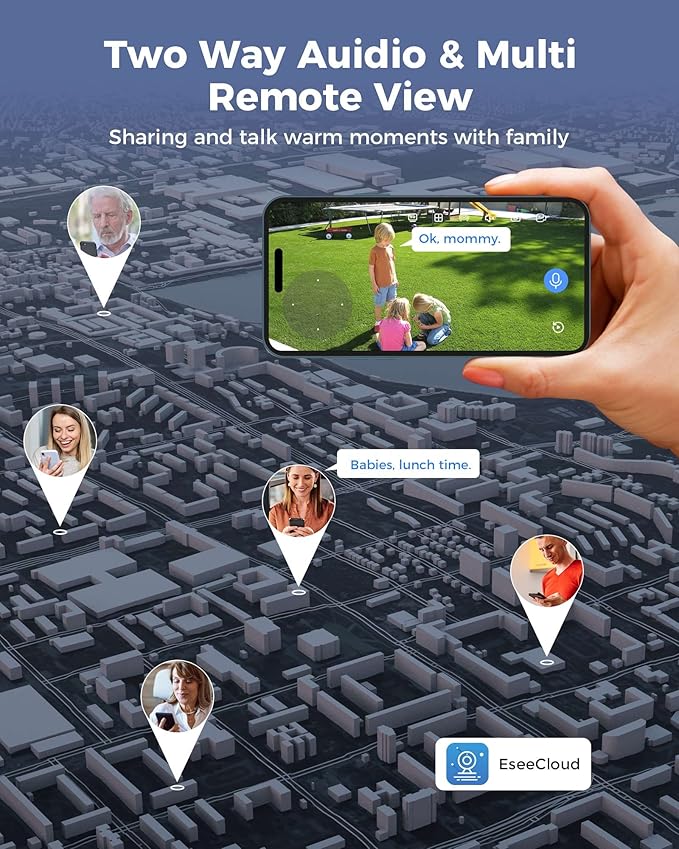 Hiseeu 2Pcs 5MP Security Camera PTZ Wireless Cameras Two Way Vioice Surveillance Camera Full Color Night Vision, IP66 Waterproof 24/7 Record for Outdoor Home Security Compatible Alexa