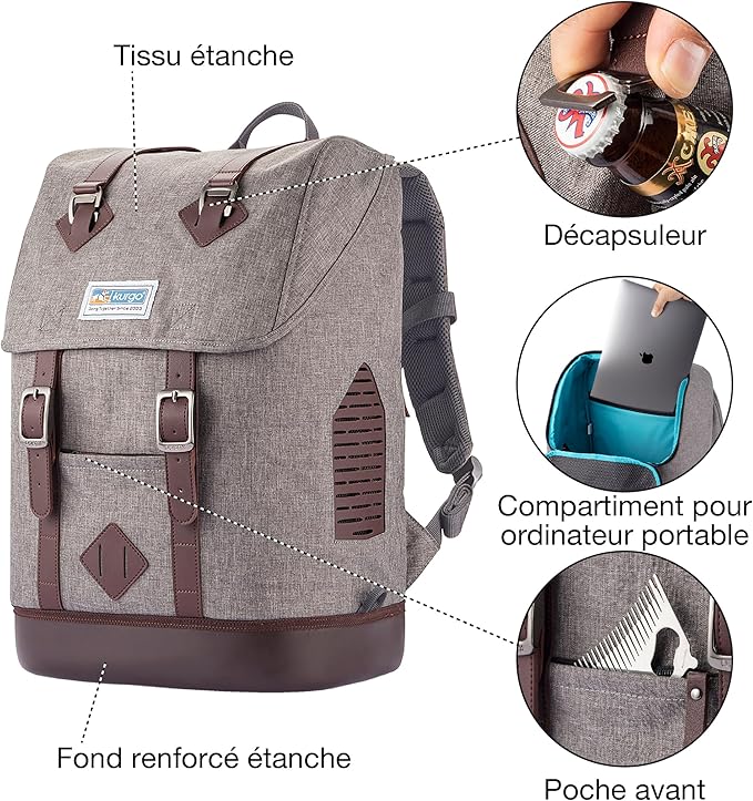 Kurgo Dog Carrier Backpack for Small Pets - Hands-Free Pet Travel Backpack - Armorsole Base - Convertible Backpack to Carrier - Rugged Pet Backpack - Heather Grey