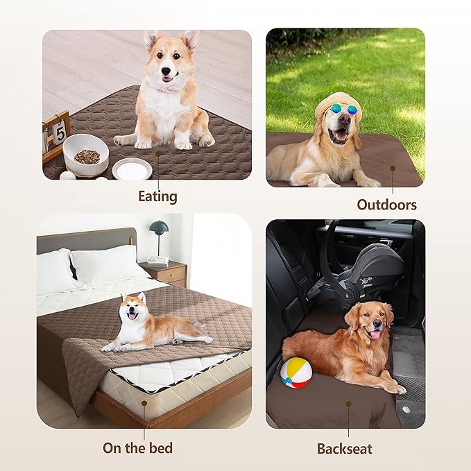 gogobunny 100% Double-Sided Waterproof Dog Bed Cover Pet Blanket Sofa Couch Furniture Protector for Puppy Large Dog Cat, Reversible (52x82 Inch (Pack of 1), Dark Chocolate/Light Chocolate)