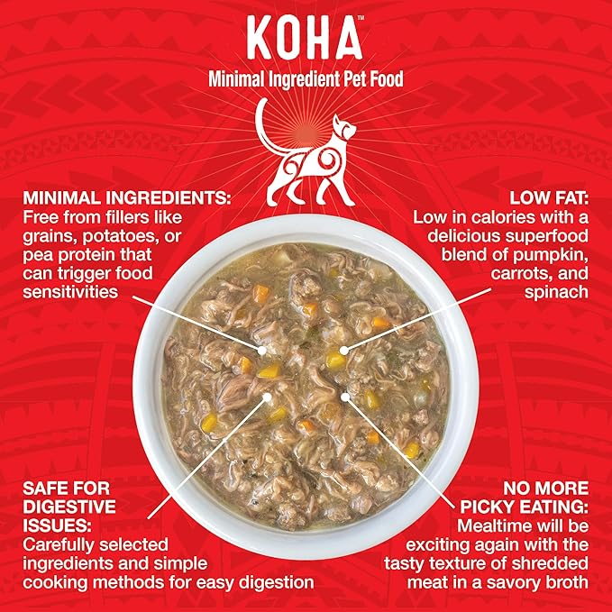 KOHA Pure Shreds Beef Entrée for Cats, Single Meat High Protein Wet Cat Food, 5.5oz Cans (Pack of 12)