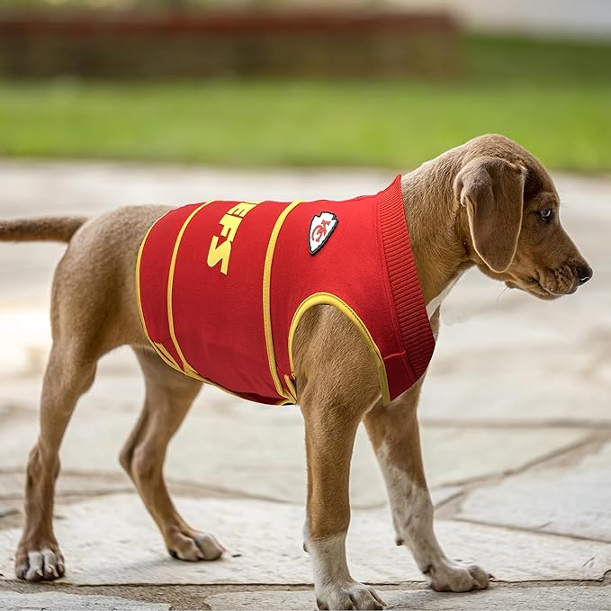 NFL Kansas City Chiefs Dog Anxiety Shirt Calming Soothing Solution Vest, for Dogs/Cats with Anxiety, Fears, Fireworks, Loud Noises, Dark, Lonely Keeps Dogs Calm Feeling Safe, Relaxing Jacket, Medium