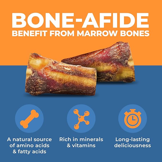 Beef Bone Marrow Dog Treats - Long Lasting Dog Bones for Aggressive Chewers - All-Natural Marrows Treats for Dogs - High-Protein Marrow Bones for Dogs Small, Medium, Large & Extra Large