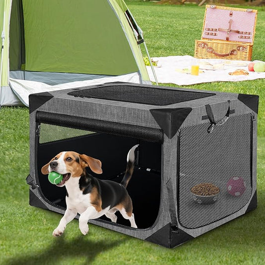 Dog Crate 36x25x25 Inch for Large or Medium Dogs, Portable and Foldable Design Perfect for Travel or Home Use, Dog Kennel with 3-Door