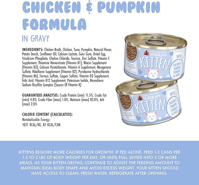 Weruva Kitten, Chicken & Pumpkin Formula in Gravy, 3oz Can (Pack of 12)