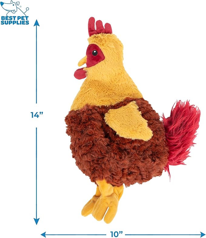 Best Pet Supplies Chicken Crinkle Plush Dog Toys for Interactive Play, Puppy and Senior Indoor Play, Colorful Chicken Toy Shape, Cute and Cuddly - Crinkle Chicken (Wine Red)