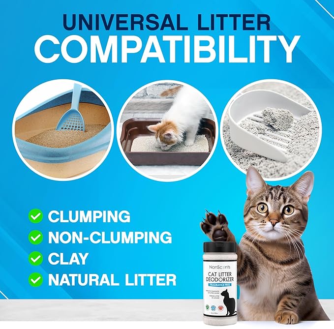 NonScents Cat Box Deodorizer - Odor Eliminator - Reduces Scooping, Extends Litter Lifespan - Fragrance-Free, Fresh Scent - 2-Pack