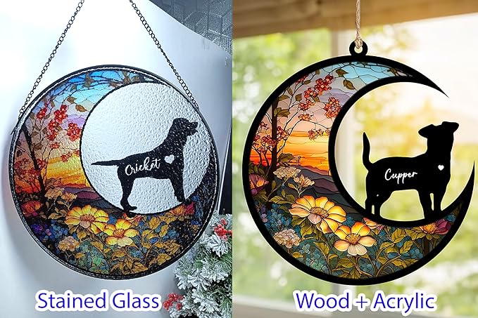 Cat Memorial Suncatcher, Personalized with Name Date Cats Breeds Suncatcher, Pet Loss Memorial Sympathy Gift, Stained Glass Light Catcher, Gifts for Pet Lovers, Christmas Ornament Window Hangings