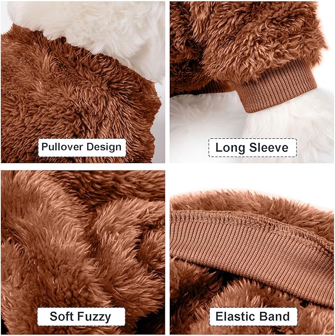 Dog Sweater, 3 Pack Dog Sweaters for Small Dogs, Dog Clothes for Small Dogs Girl Boy, Ultra Soft and Warm Puppy Sweater Dog Coat for Winter Christmas (Orange+Coffee+Yellow, S)