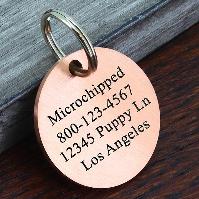 Ultra Joys Stainless Steel Pet ID Tag - Personalized Front and Back Engraving, Customized Dog and Cat Tags, Optional Engraved on Both Sides, Round Mountain Top, Rose Large