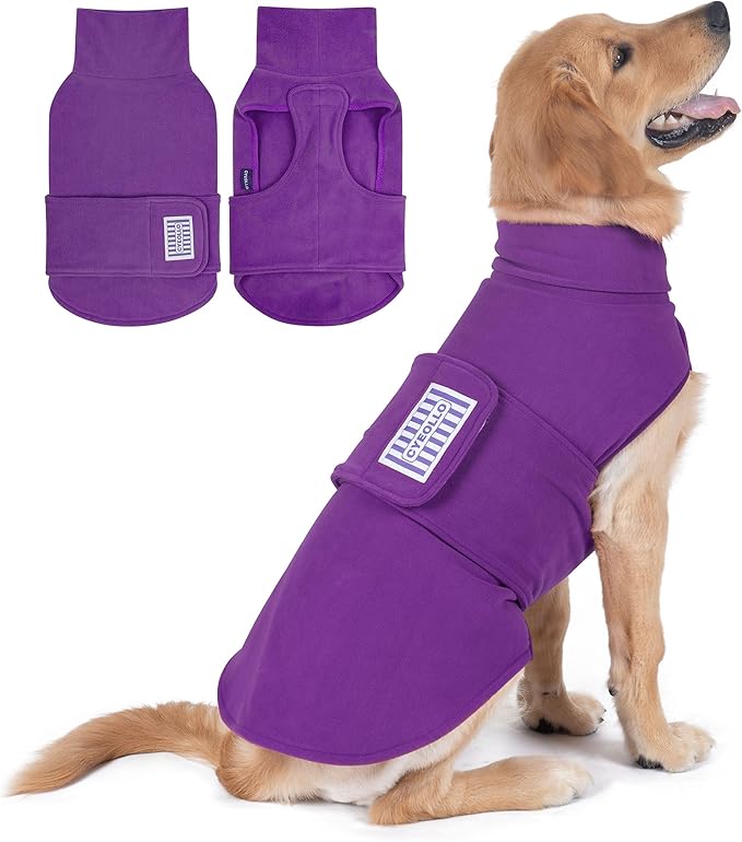 cyeollo XXL Dog Sweater, Fleece Doggy Sweaters Stretchy Turtleneck Doggie Sweatshirt Soft Warm Winter Coat Fall Autumn Pet Clothes for Large Dogs Girl, Purple 2XL