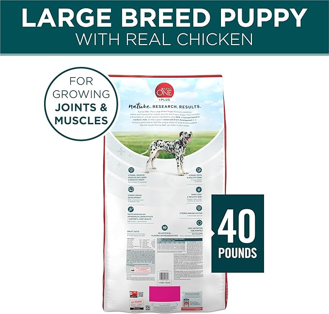 Purina ONE Plus Large Breed Puppy Food Dry Formula - 40 lb. Bag