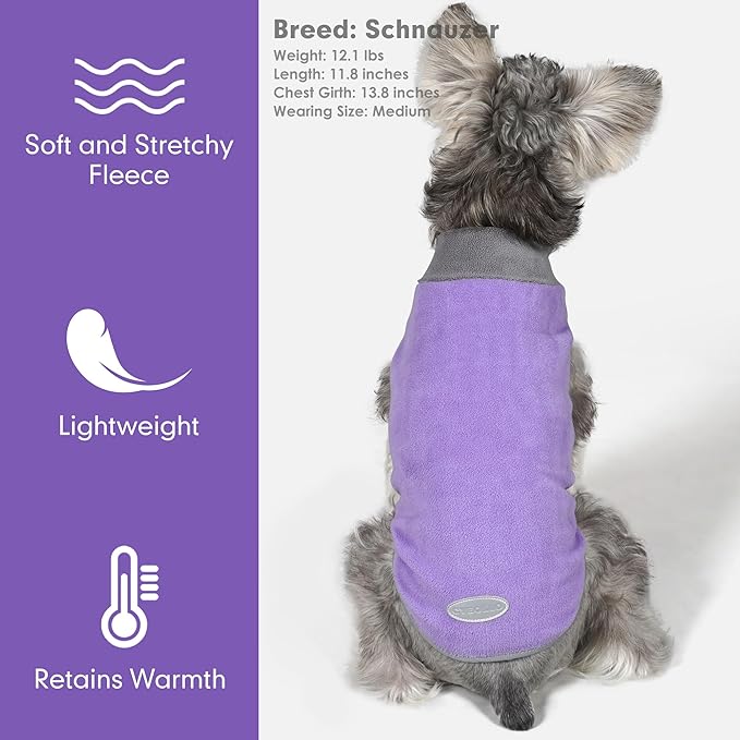 cyeollo 2 Pack Fleece Dog Sweater Pullover Dog Sweatshirt Reflective Lightweight Pet Clothes for Medium Dogs Boy Girl Pet Apparel Purple, Grey, XXL