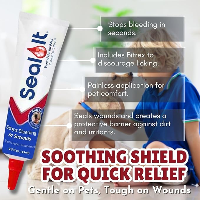 Dog Wound Care Gel & Wash Duo Pack | Styptic Powder Alternative for Dogs & Cats - Quick Stop Bleeding for Cuts (15ml) | Wash It Wound Wash for Dogs & All Pets/Animals to Gently Cleanse Wounds (4oz)