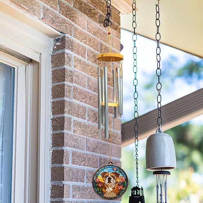 Personalized Hand Dog Wind Chimes Sun Catcher, Dog Memorial Winds Chime, Pet Loss Wind Chimes Sun Catcher, Gifts for Dogs Lovers, Sympathy Pet Winds Chime 3