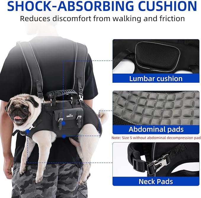 Dog Backpack Carrier for Dogs,Dog Lift Harness,Adjustable Padded Breathable Straps for Dogs, Disabled, Joint Injuries, Arthritis,XL