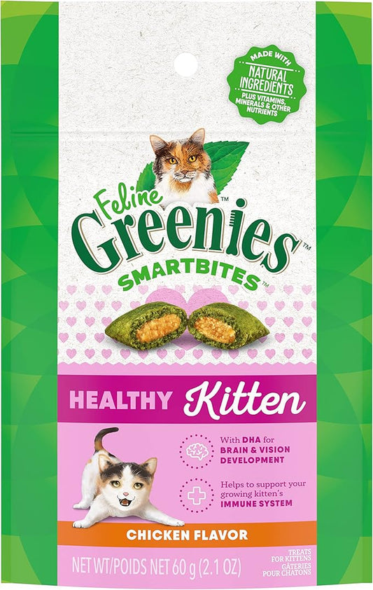 Greenies Feline Smartbites Healthy Kitten Treats, Chicken Flavor, 2.1 oz Pack