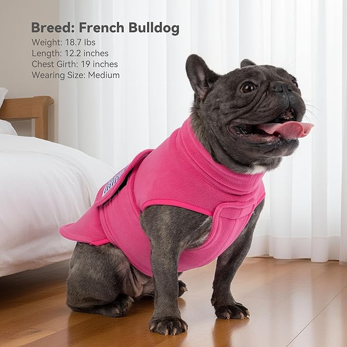 cyeollo XL Dog Sweater, Fleece Dog Sweaters Soft Stretchy Doggie Vest Turtleneck Doggy Sweatshirt Warm Fall & Winter Clothes for Medium to Large Dogs Girl, Pink XL