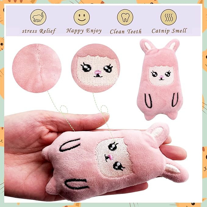 Cat Toys for Indoor Cats Kittens Interactive Pillow Catnip Toys with Bell Bite Toy 6 Pcs